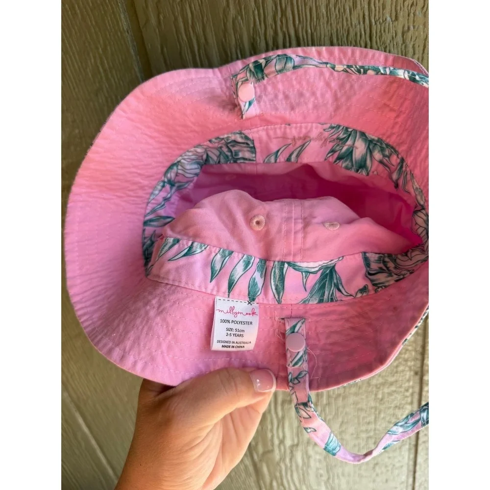 Millymook Baby‎ Girls Pink Tropical Print Bucket Hat 51cm Sun Protection